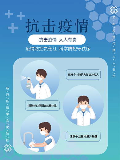 疫情海报新冠肺炎病毒防护防疫冠状简约抗疫