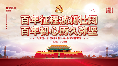 党建风建党精神百年党史中国梦不忘初心展板
