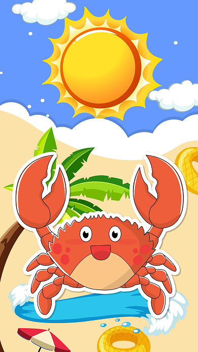 卡通矢量螃蟹壁纸