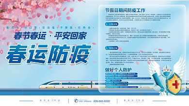 简约卡通新年春节春运防疫卫生科普展板海报