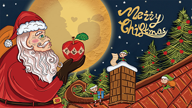 圣诞节节日宣传海报展板卡通