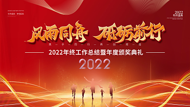 2022新年公司企业年会年终盛典背景展板