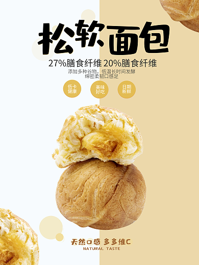 美味特色诱人面包蛋糕店宣传海报
