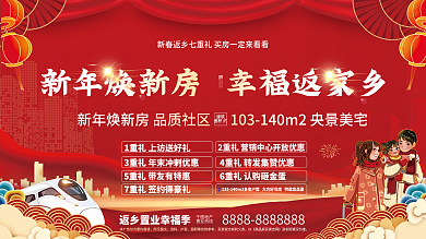 地产返乡置业新年展板