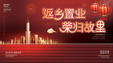 房地产新年春节返乡置业展板