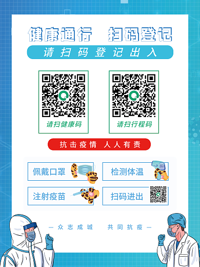 扫健康码通行海报