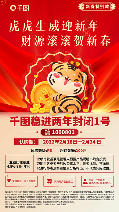 虎年金融理财红色喜庆手机海报