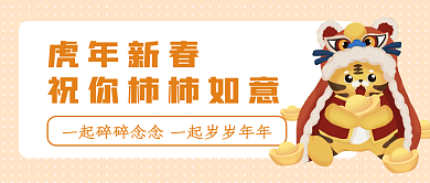 虎年新春格子橘色简约公众号封面