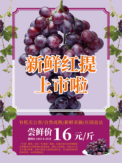 新鲜红提葡萄海报
