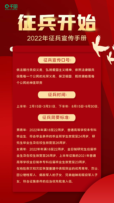 2022年征兵工作宣传手机海报