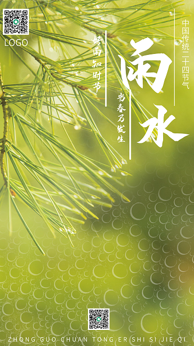 传统二十四节气雨水宣传海报