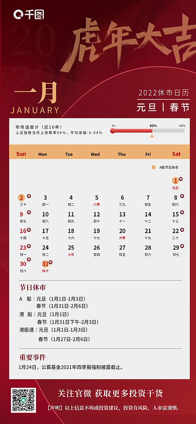 证券春节休市安排商务全屏手机海报