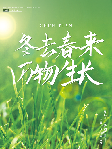 立春春天绿色小草草丛海报