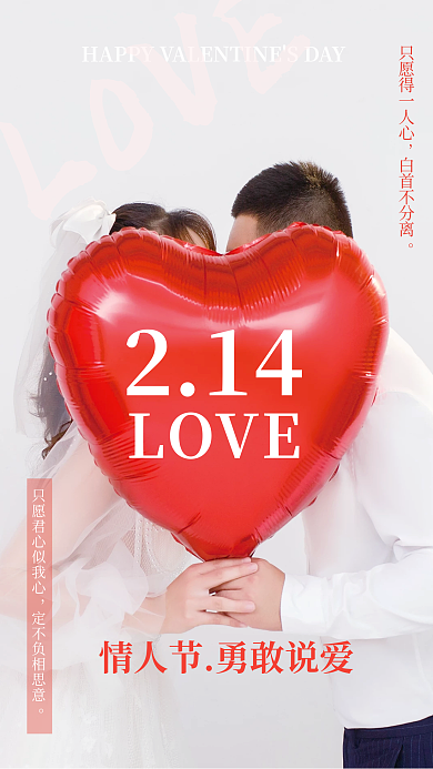 简约现代浪漫情人节摄影图海报