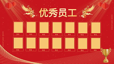 红色喜庆优秀员工展板