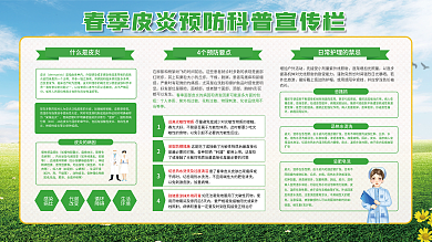 简约风春季皮炎预防内容型展板
