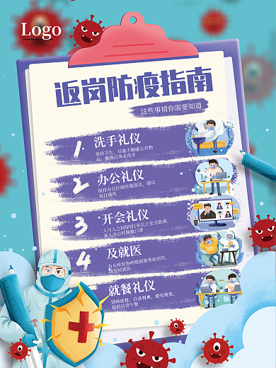 复工返岗防疫指南海报