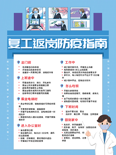 复工返岗防疫指南海报海报