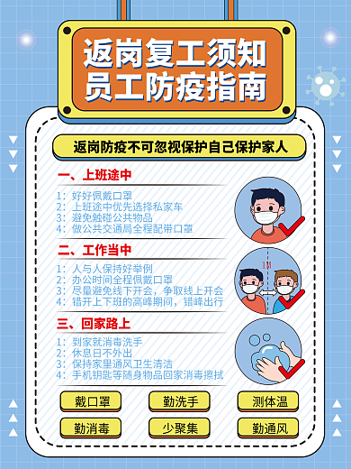 复工返岗防疫指南海报