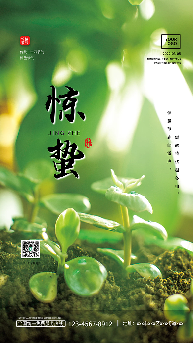 植物发芽惊蛰节气摄影图二十四节气背景海报