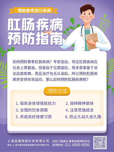 医疗健康肛肠疾病预防指南海报