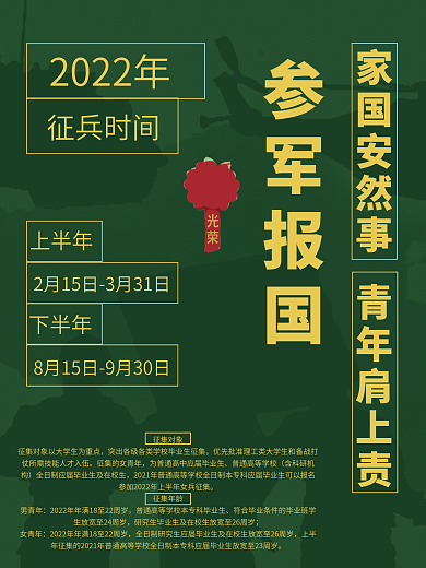 绿色简约预报参军征兵海报