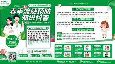 原创简约小清新春季流行性感冒知识科普展板