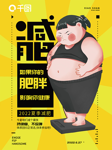 黄色减肥减脂海报