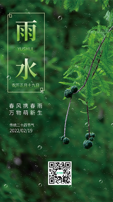 小清新雨水传统节气海报