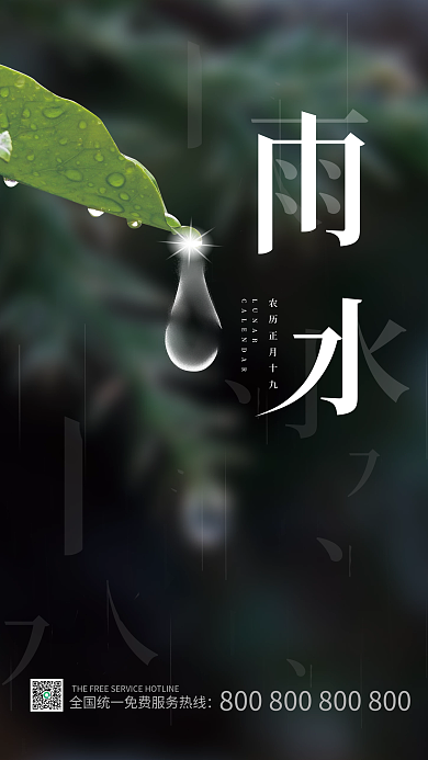 二十四节气雨水海报
