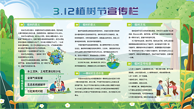简约植树节科普展板