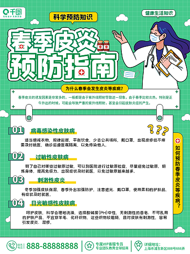 春季皮炎预防指南海报