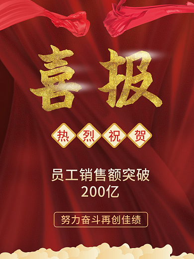 喜报最佳销售奖红色喜庆海报