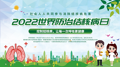 清新绿色世界防治结核病日医疗宣传知识展板