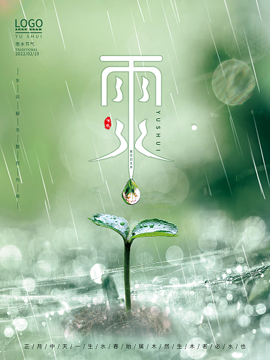 创意简约雨水节气海报
