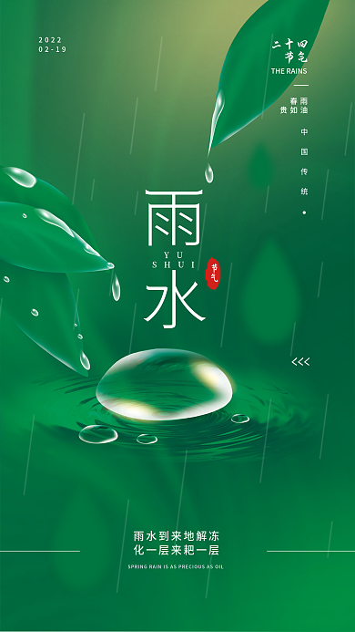 简约雨水二十四节气海报