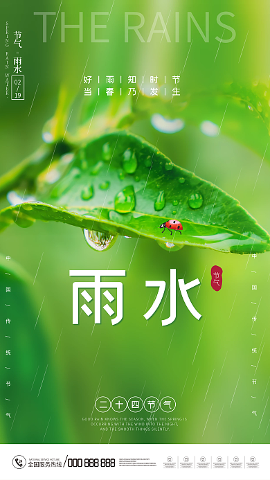 传统二十四节气之雨水海报