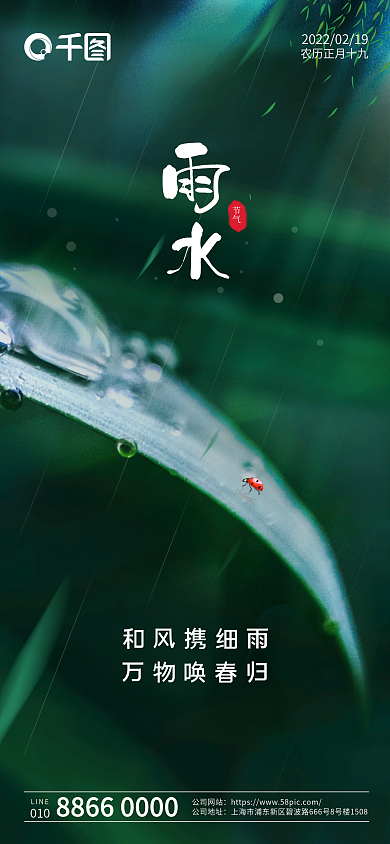 雨水节气清新海报