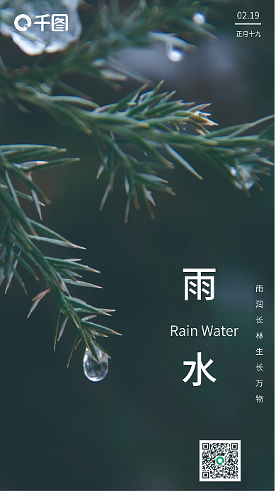 简约二十四节气雨水摄影图海报