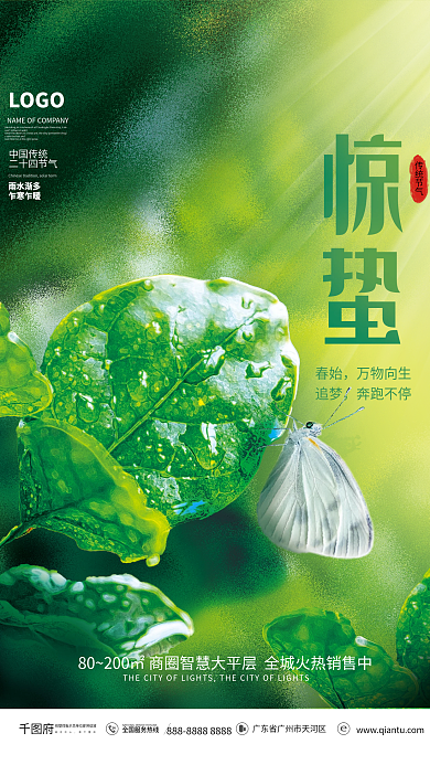 创意小清新二十四节气惊蛰节气摄影图海报