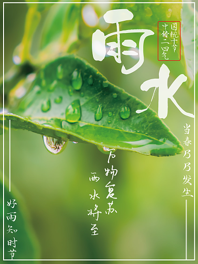 原创小清新雨水海报