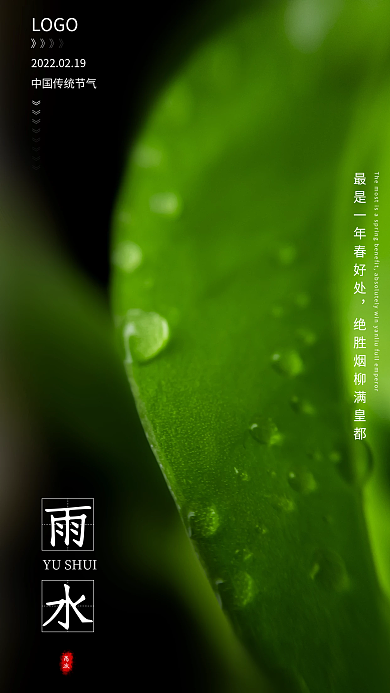 二十四节气绿色雨水企业宣传手机微信海报