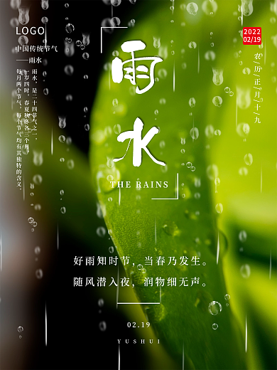 中国传统节气雨水海报