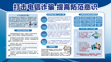 简约预防防范电信诈骗网络诈骗展板