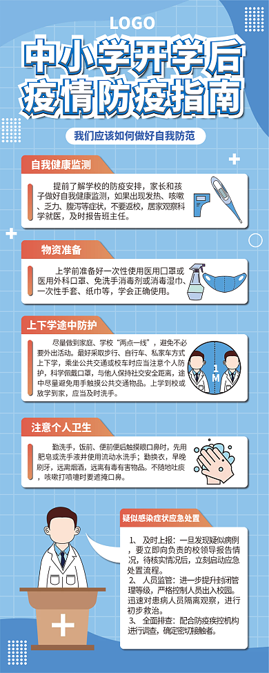 中小学开学防疫指南长图