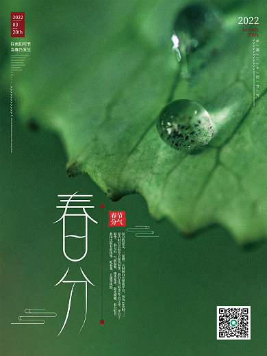 中国传统二十四节气雨水春分春天海报设计