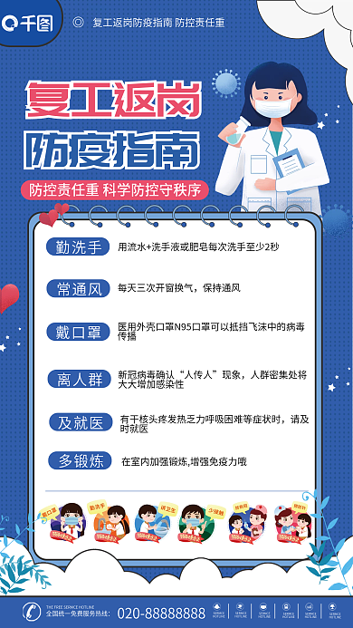 复工返岗防疫指南海报海报