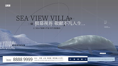 原创地产价值点海景鲸鱼别墅海报展板