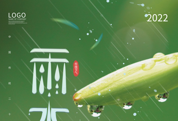 中国传统二十四节气之一雨水节气摄影图海报