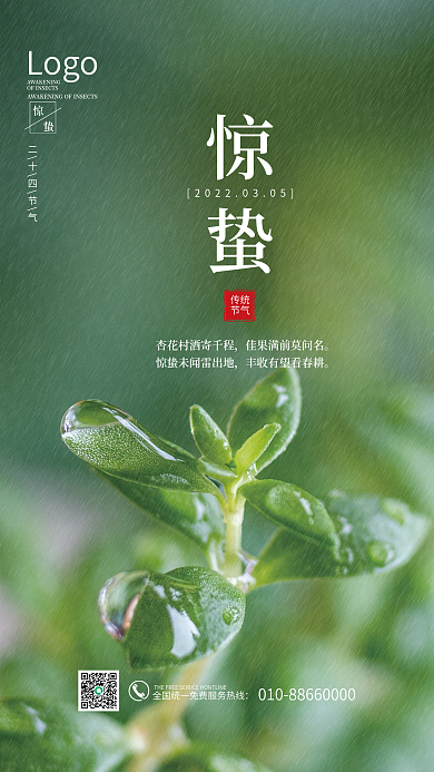二十四节气传统节气惊蛰海报